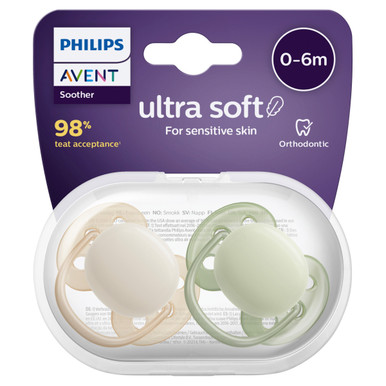 Avent Ultra Soft 0-6m Soothers 2 Pack