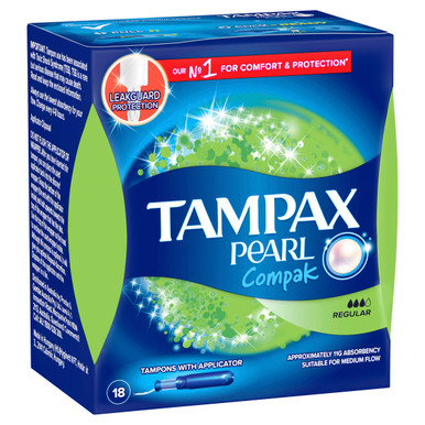 Tampax Pearl Compak Regular Tampons with Applicator 18 Pack