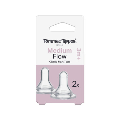 Tommee Tippee Classic Start Baby Bottle Teats 3m+ Medium Flow 2 Pack