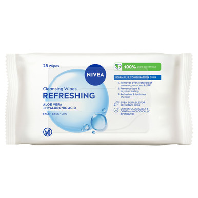 NIVEA Refreshing Biodegradable Cleansing Wipes 25 pack