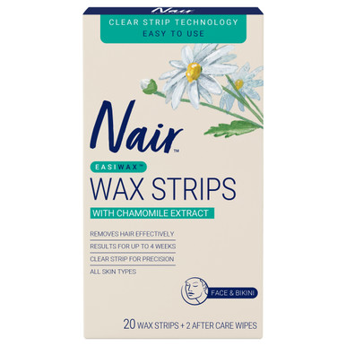 Nair Easiwax Mini Wax Strips | Clear Strip | 20 pack | Face & Bikini