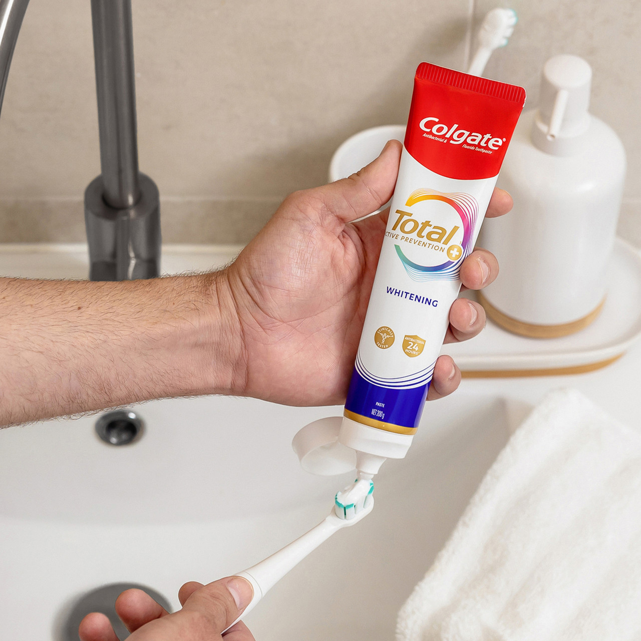 Colgate Total Advanced Whitening Antibacterial Toothpaste 115g, Whole Mouth Health, Multi Benefit