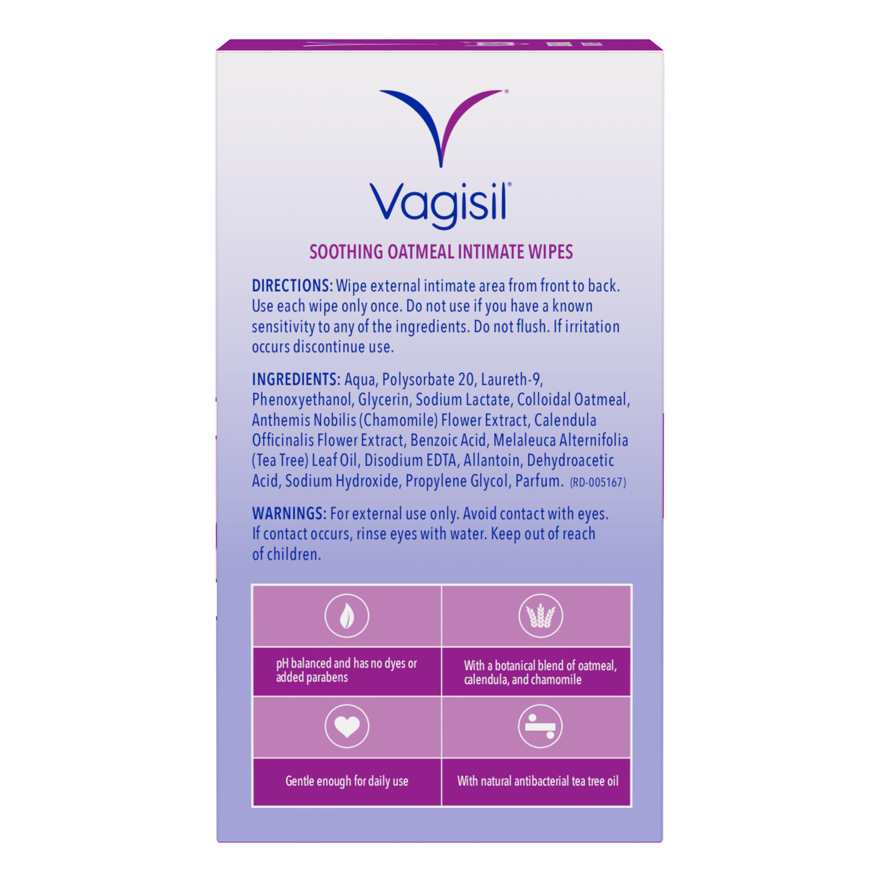 Vagisil Soothing Oatmeal Intimate Wipes 12s