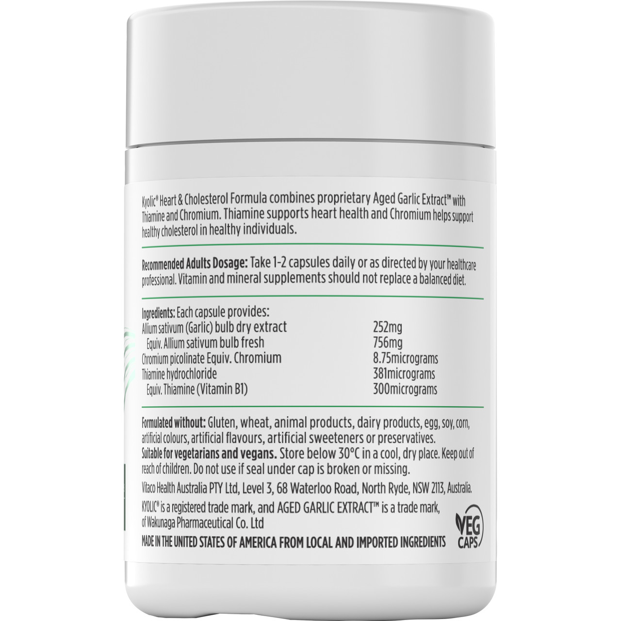 Nutra-Life Kyolic Aged Garlic Extract Heart & Cholesterol Formula 60 Capsules