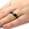 8 mm Unique Mens Wedding Bands - Titanium & Black Ebony Wood - B744M