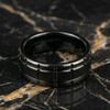 8 mm Mens Black Tungsten Wedding Bands - U127BC