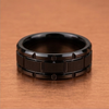 8 mm Mens Black Tungsten Wedding Bands - U127BC