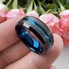 8 mm Black/Blue Tungsten Wedding Bands - BB164C