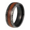 8 mm KOA Wood Mens Wedding Bands - Laser Etched Black Tungsten - L530C