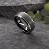 9 mm Mens Wedding Bands - Black/Silver Tungsten - J095SBC-9