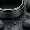 9 mm Mens Wedding Bands - Black/Silver Tungsten - J095SBC-9
