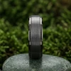 9 mm Mens Wedding Bands - Black/Silver Tungsten - J095SBC-9