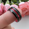 8 mm Black Tungsten Band with Red Sleeve Design - W901C