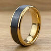 8 mm Black Tungsten/18 Kt Plated Yellow Gold Wedding Bands - M713C
