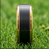 8 mm Black Tungsten/18 Kt Plated Yellow Gold Wedding Bands - M713C