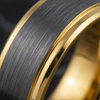 8 mm Black Tungsten/18 Kt Plated Yellow Gold Wedding Bands - M713C