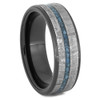 8 mm Mens Wedding Bands in Black Ceramic/Meteorite/Turquoise - BC512M