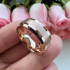 8 mm 18 kt Plated Rose Gold Tungsten - Mens Wedding Bands - RG003-8