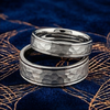 T049C - His/Her Rings Set - 18 kt White Gold Wedding Bands in 8 mm and 6 mm. His and Her Wedding Rings, Couples Rings Set, Comfort Fit.