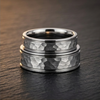 T049C - His/Her Rings Set - 18 kt White Gold Wedding Bands in 8 mm and 6 mm. His and Her Wedding Rings, Couples Rings Set, Comfort Fit.