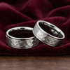 T049C - His/Her Rings Set - 18 kt White Gold Wedding Bands in 8 mm and 6 mm. His and Her Wedding Rings, Couples Rings Set, Comfort Fit.