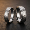 T049C - His/Her Rings Set - 18 kt White Gold Wedding Bands in 8 mm and 6 mm. His and Her Wedding Rings, Couples Rings Set, Comfort Fit.