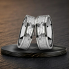 T049C - His/Her Rings Set - 18 kt White Gold Wedding Bands in 8 mm and 6 mm. His and Her Wedding Rings, Couples Rings Set, Comfort Fit.