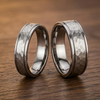 T049C - His/Her Rings Set - 18 kt White Gold Wedding Bands in 8 mm and 6 mm. His and Her Wedding Rings, Couples Rings Set, Comfort Fit.
