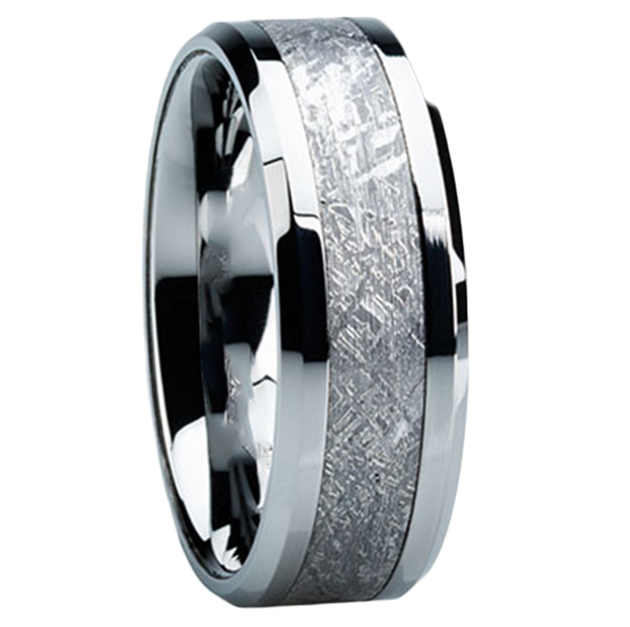 8 mm Titanium Mens Wedding Bands with Meteorite - H119M