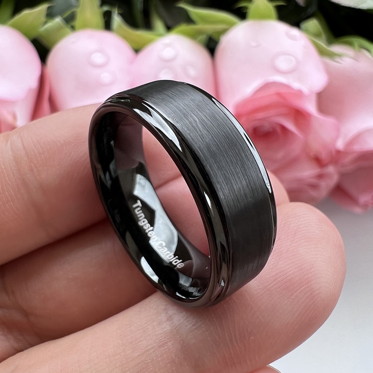 Plus Size Simple Men's Wedding Band With Antler