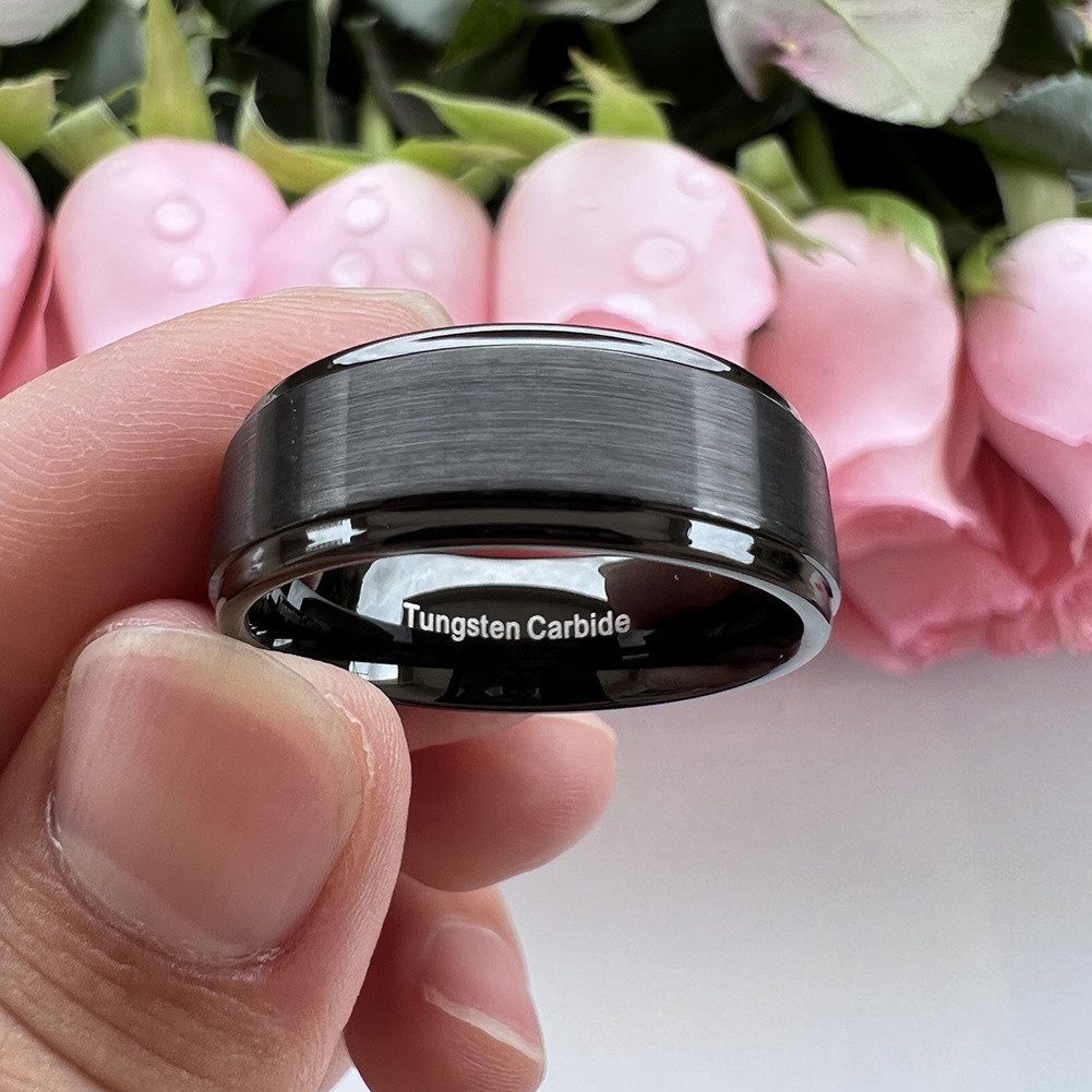 8 mm Mens Wedding Bands - Black Tungsten, with Lifetime Warranty