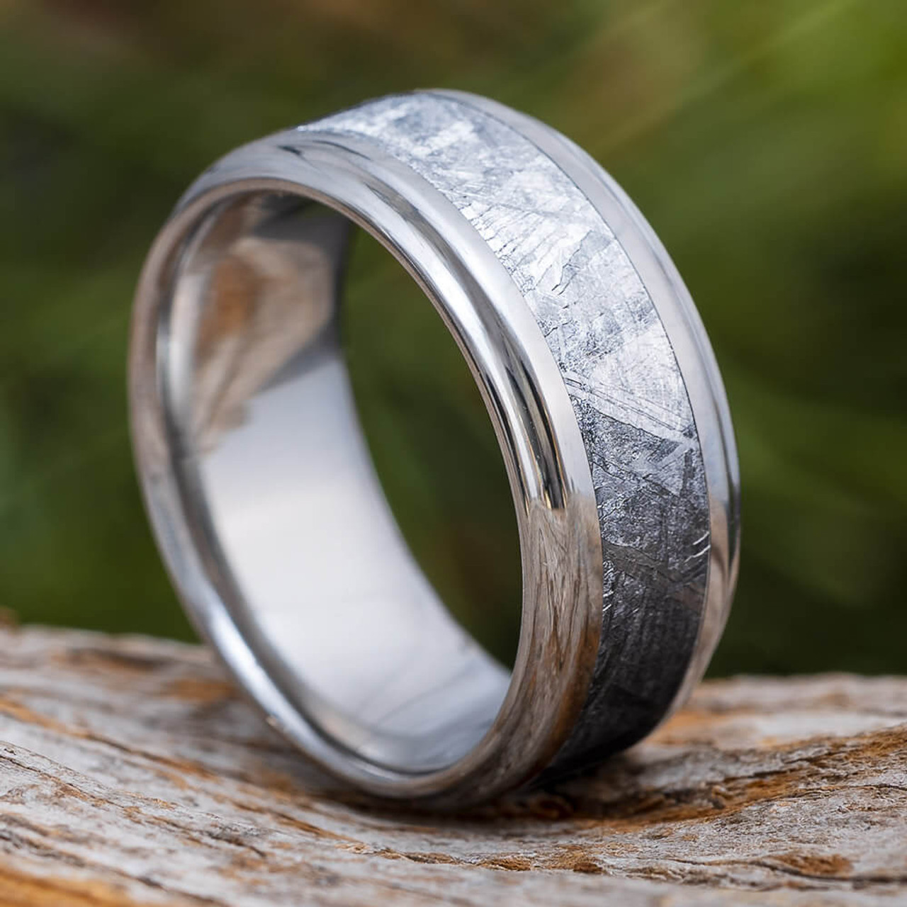 Rough Cut Meteorite Set Oxide Sterling Silver Handmade Ring
