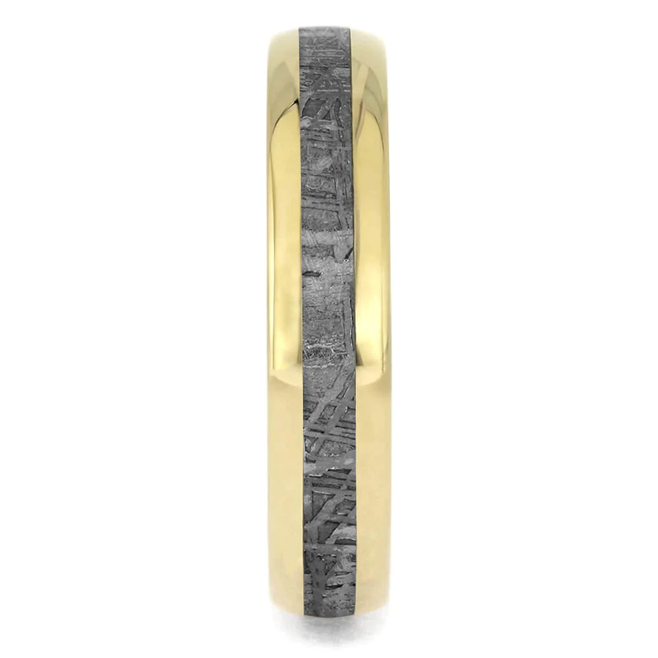 ゴールデンウィークラストSALE❕ ゴールド【 4mm×23mm 】18k 5 mm Meteorite Inlay in 10 Kt Yellow Gold - YG817M