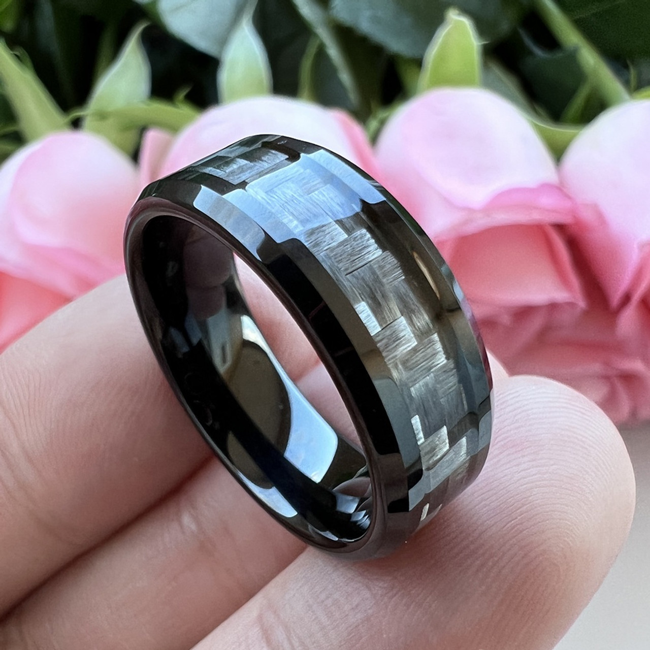 carbon fiber wedding ring mens