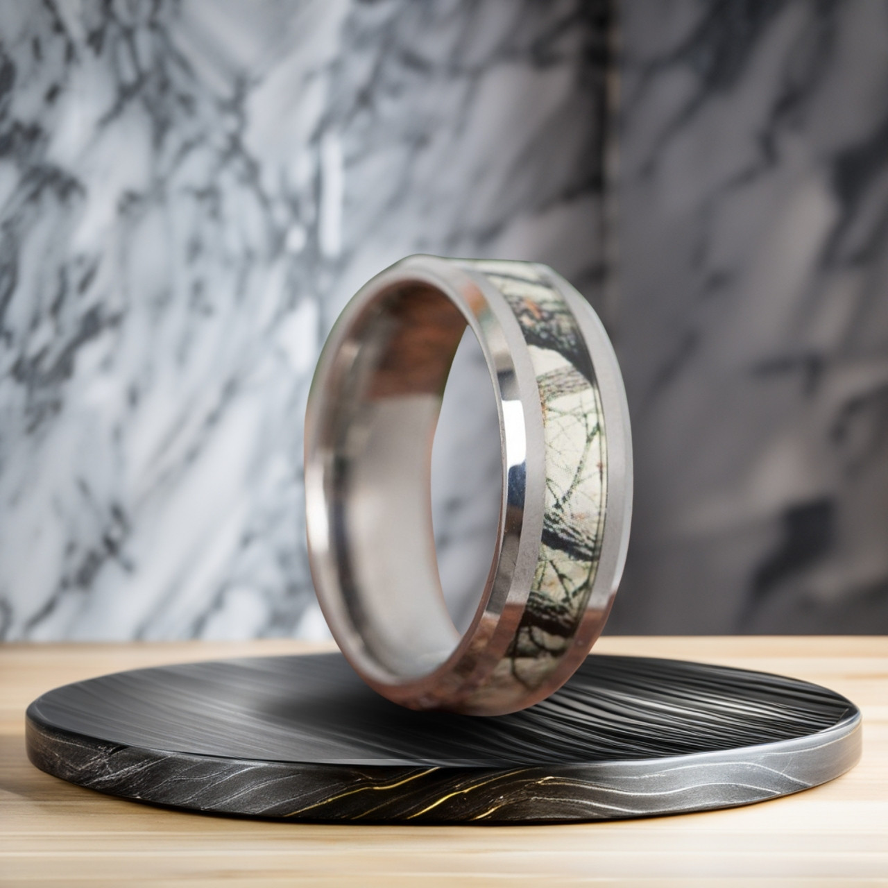 Men's Wedding Band White Gold Simple Round Edge Men's Diamond