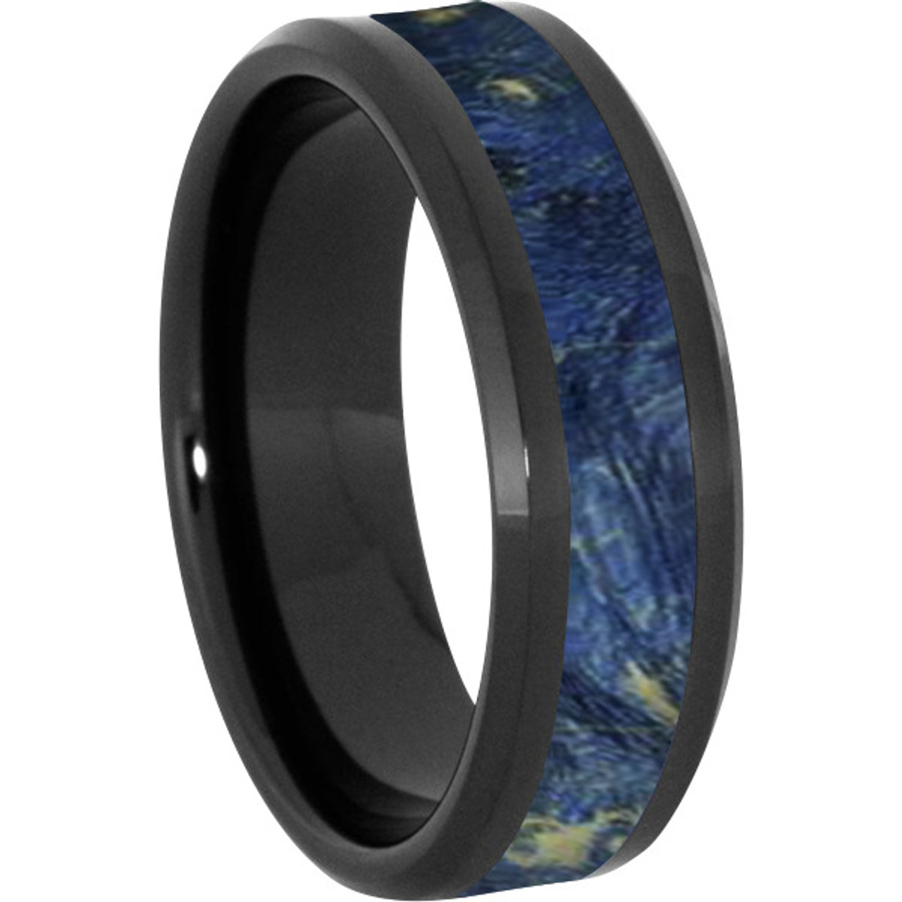 Exotic Hard Wood Wedding Band: Bloodwood Inlay in Titanium Ring, Wood rings