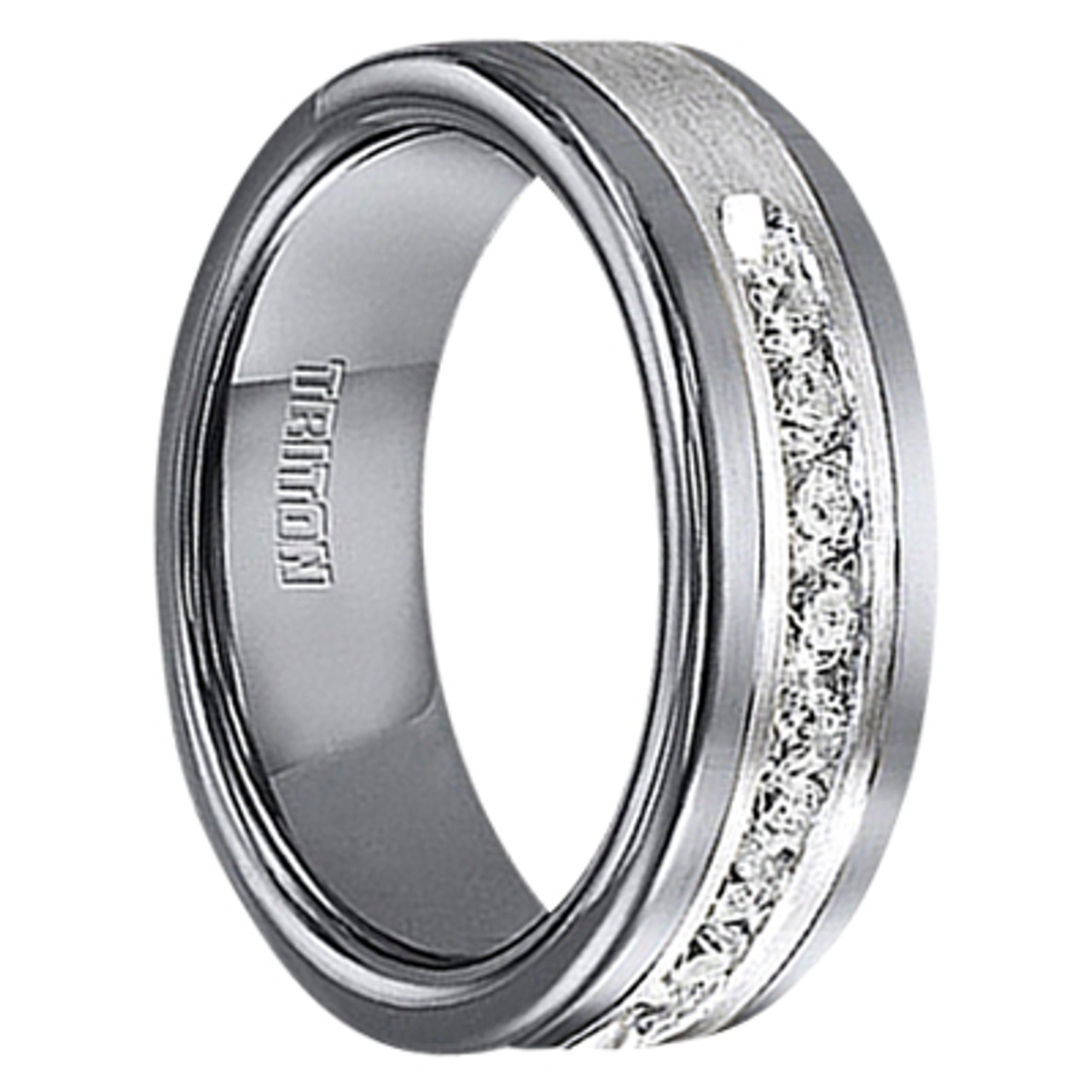 1/2 cwt Diamond Unique Mens Wedding Bands in Sterling Silver - Tungsten ...