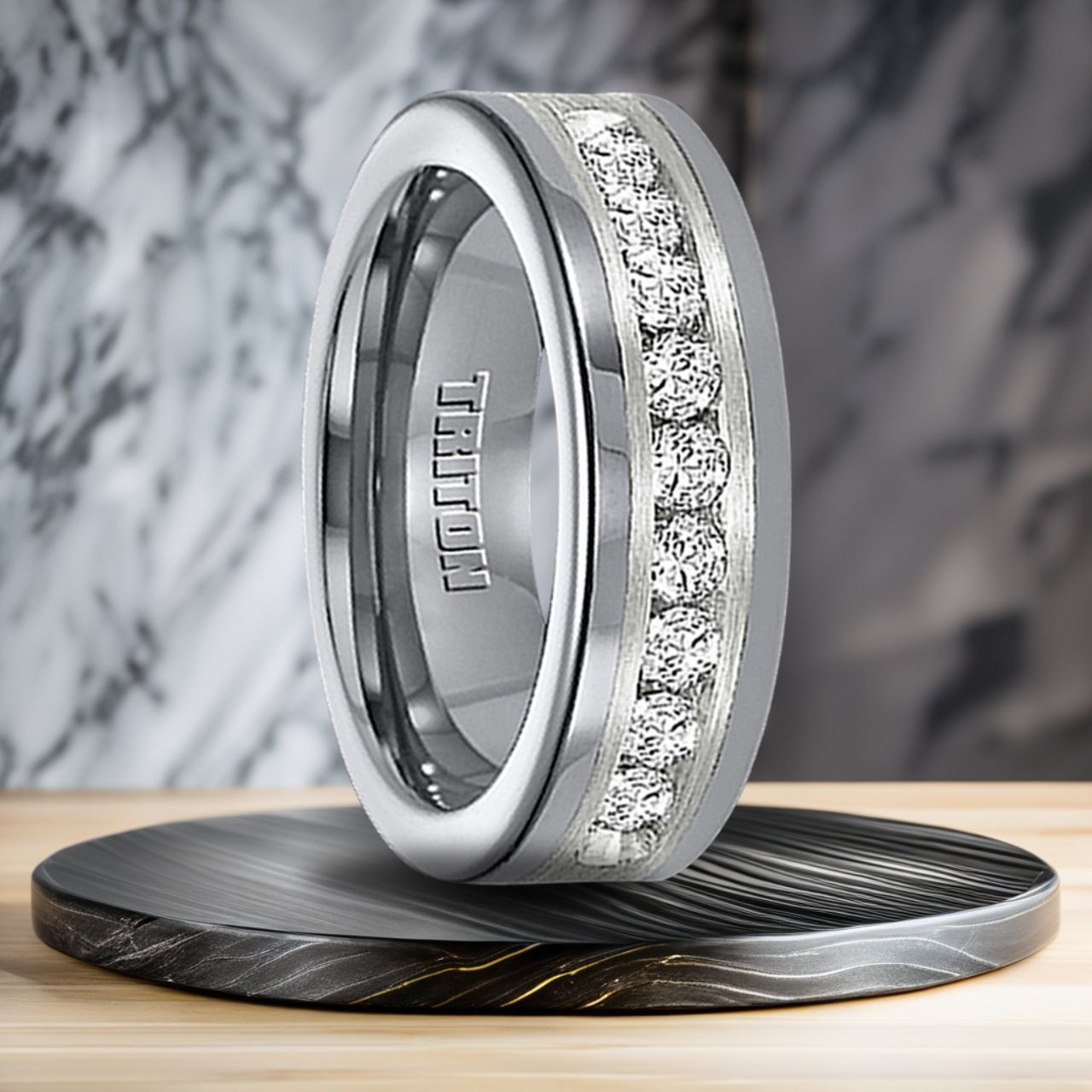 cwt Diamond Unique Mens Wedding Bands in Silver/Tungsten A308C