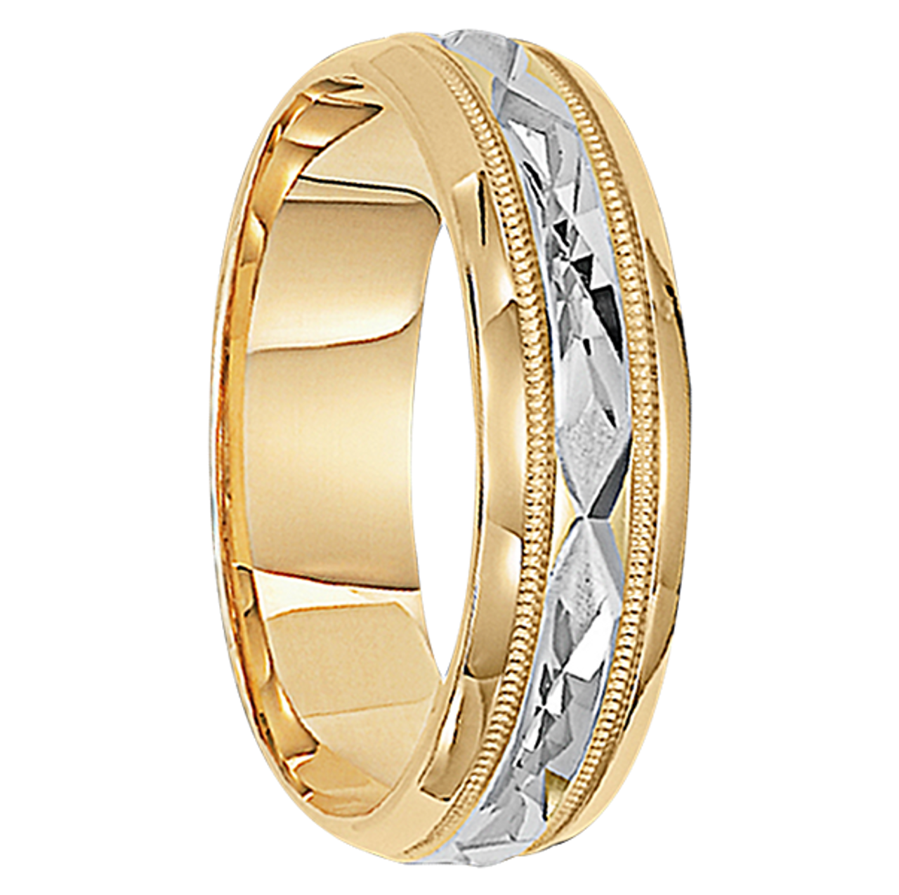 6mm Unique Mens Wedding Bands  in 10kt Two  tone  Gold 