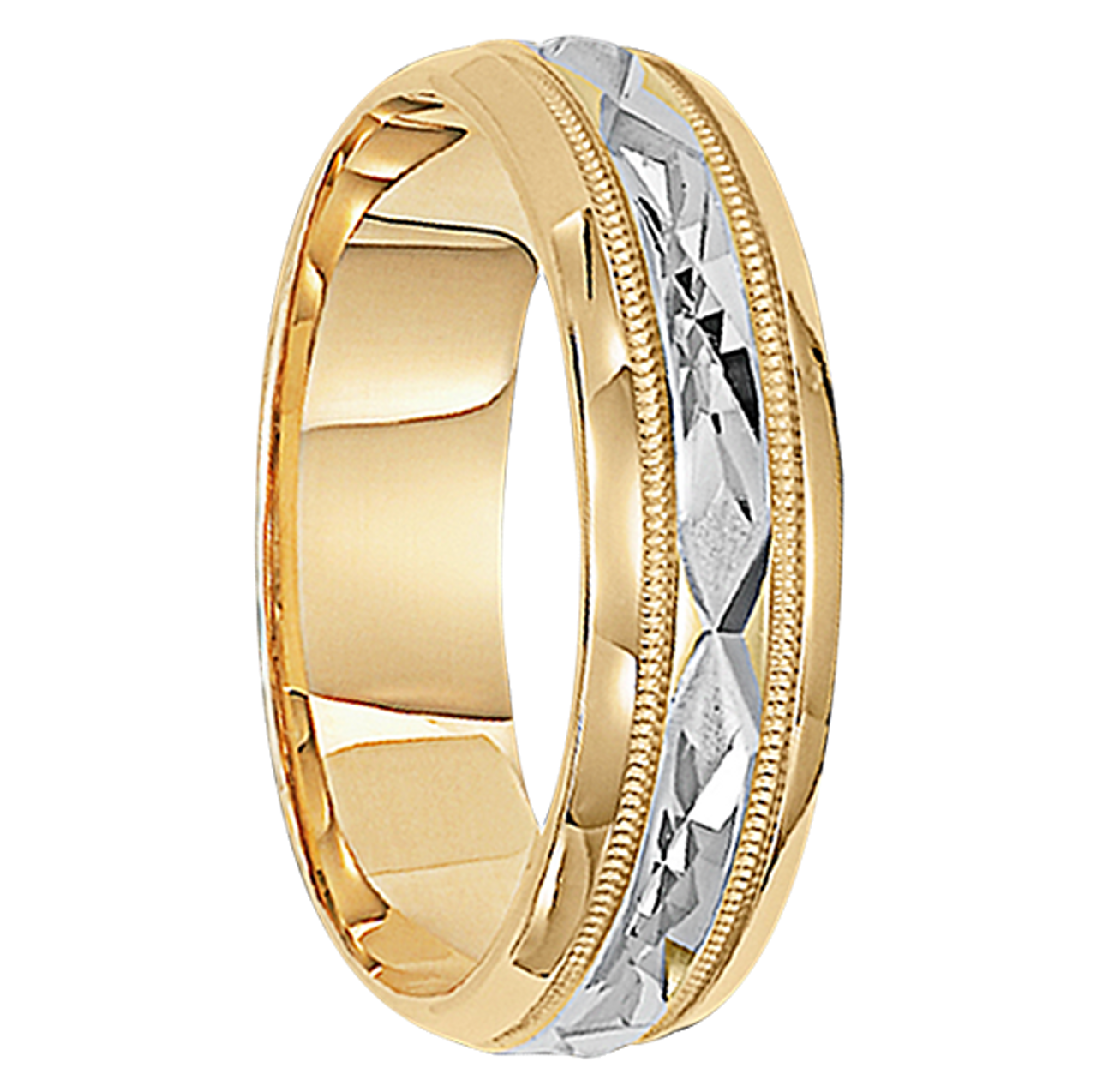 6mm Unique Mens Wedding Bands in 10kt. Two-tone Gold ...