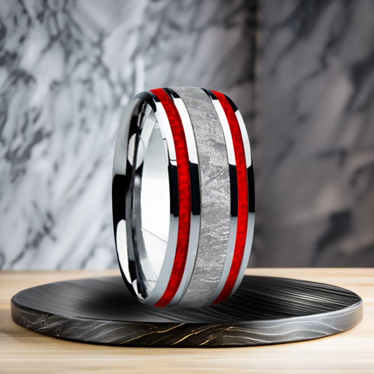 9 mm Meteorite/Turquoise, Mens Wedding Bands - T740FS