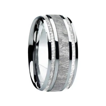 9 mm Meteorite, Mens Wedding Bands - M740FS-white