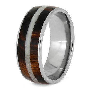 8 mm Titanium with African Blackwood and Antler Inlay - HRW673M