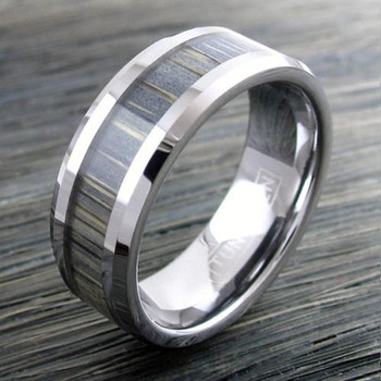 8 mm Mens Wedding Bands, Ash Wood Inlay Tungsten - L111C