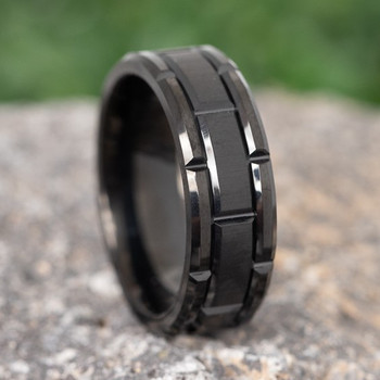 8 mm Black Tungsten Wedding Bands - U127BC