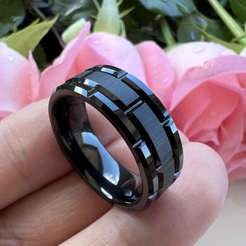 8 mm Black Tungsten Wedding Bands - U127BC