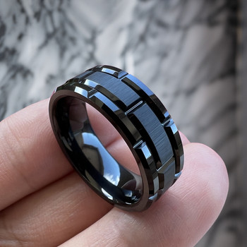 8 mm Mens Black Tungsten Wedding Bands - U127BC 8 mm Mens Black Tungsten Wedding Bands - U127BC