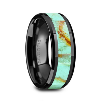 8 mm Black Ceramic Blue Turquoise Band - P495TR