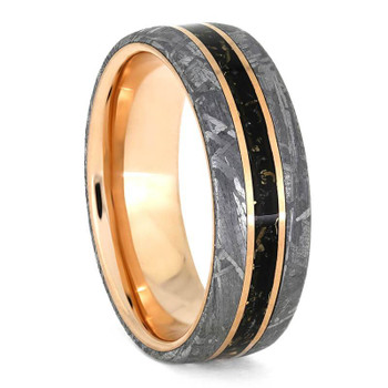 7 mm Meteorite, 14 Kt Rose Gold with Black Stardust - RG887M