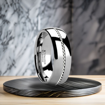 8 mm Tungsten with Platinum Braided Inlay Band - P368TR